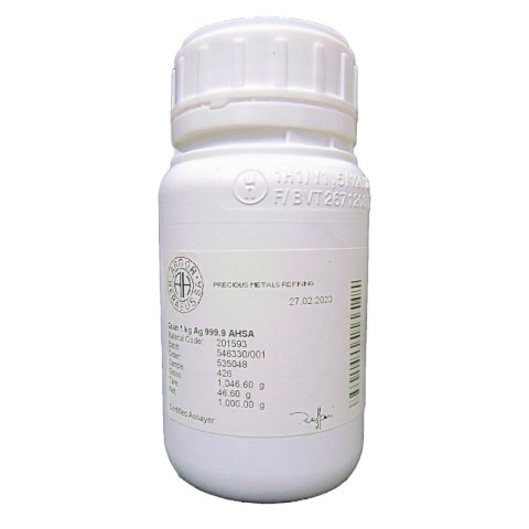 Granulat srebra 999,9 w butelce – Argor-Heraeus