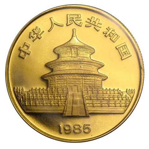 Chińska Panda 1985 złota moneta 1 oz z motywem pandy