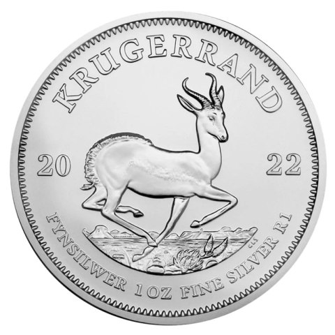 1 Uncja Krugerrand 2022 srebrna moneta rewers – springbok w biegu