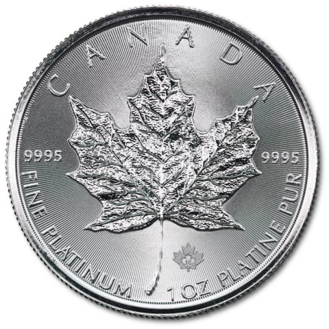 Platynowa moneta 1 oz Maple Leaf 2024 – rewers z liściem klonowym