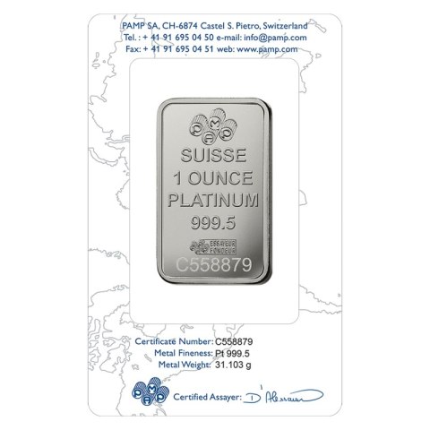 1-Uncjowa Platynowa Sztabka PAMP Fortuna