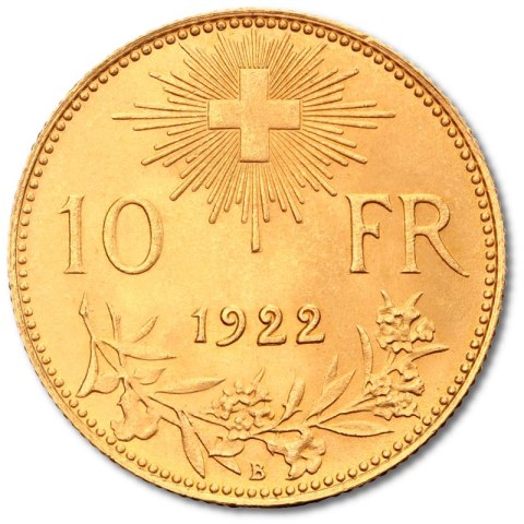 10 Franków Helvetia Vreneli – złota moneta historyczna w kapslu