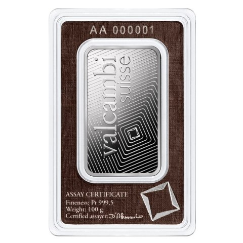 100-gramowa Platynowa Sztabka Valcambi