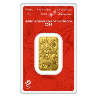 10g Rok Smoka Złota Sztabka | Argor-Heraeus | 2024