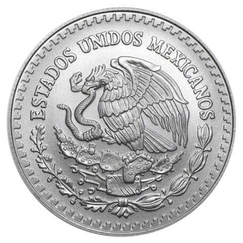1/4 oz Libertad srebrna moneta – awers z herbem Meksyku i historycznymi symbolami