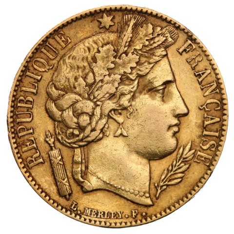 Złota moneta 20 franków Cérès II Republika Francja 1848–1852