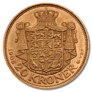 20 Koron Dania Fryderyk VIII Złota Moneta | 1908-1912