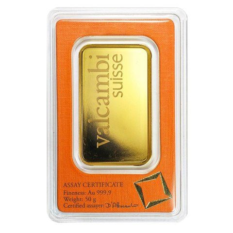50g Złota Sztabka Valcambi Bita - inwestycyjna sztabka złota