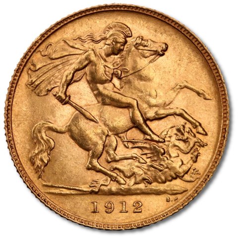 Pół Suwerena Jerzy V złota moneta – awers z portretem króla