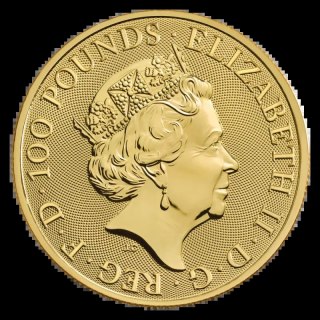 1 Uncja Bestie Królowej Biały Chart z Greyhound Złota Moneta | 2021