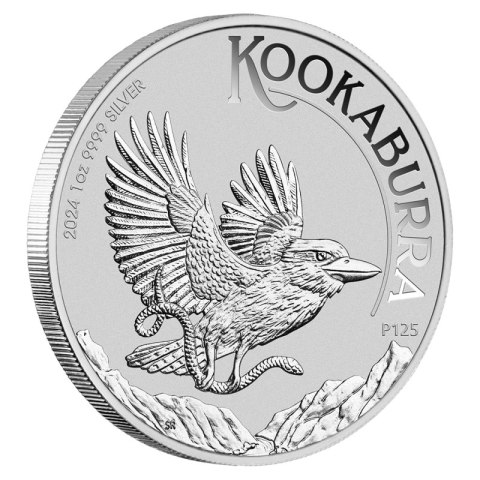 1 oz Kookaburra 2024 srebrna moneta – rewers z ptakiem kookaburra