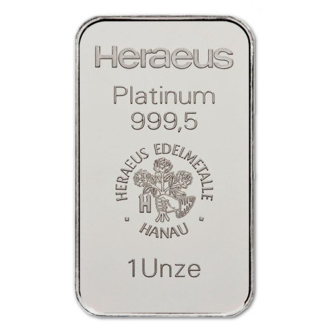 1 oz sztabka platyny 999.5 w opakowaniu ochronnym – widok z góry