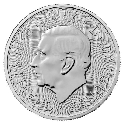 1 oz Britannia Karol III Platynowa Moneta 2024 rewers – postać Britannii z zabezpieczeniami
