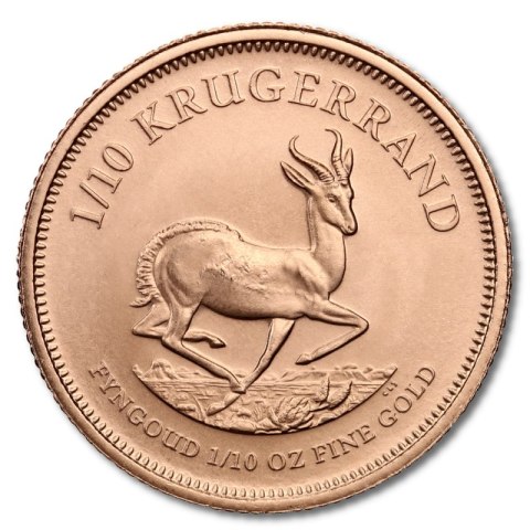 1/10 oz złota moneta Krugerrand – rewers z antylopą springbok