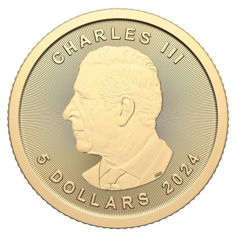 1/10 uncji złota Liść Klonowy 2024 z portretem króla Karola III – Royal Canadian Mint