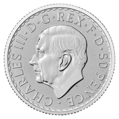 1/4 oz srebrna moneta Britannia 2024 – awers z królem Karolem III