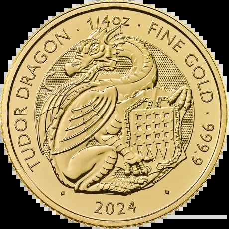 1/4 oz Tudor Beasts Smok złota moneta 2024 – symbol smoka Tudorów