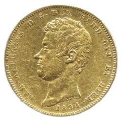 Złota moneta 20 Lirów Sardynia Charles Albert 1831–1849 z Królestwa Sardynii