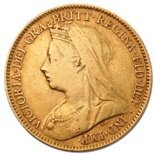 Pół Suwerena Królowa Wiktoria Złota Moneta | Mieszane Roczniki