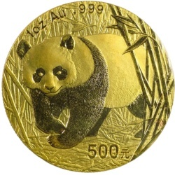 1 oz Chińska Panda 2002 złota moneta – awers ze Świątynią Nieba