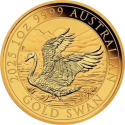1 oz Perth Mint Złoty Łabędź 2025 złota moneta – awers w kapslu ochronnym