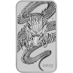 1 oz Smok Prostokątna Srebrna Moneta 2025 z Perth Mint w kapslu ochronnym – srebro inwestycyjne najwyższej próby