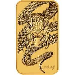 1 oz Smok 2025 prostokątna złota moneta Perth Mint w kapslu ochronnym – GoldInvest24