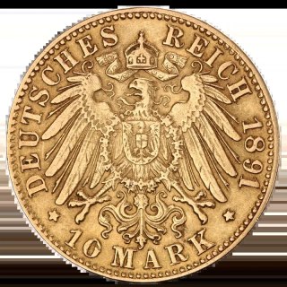10 Marek Wielki Książe Fryderyk I Badeński Złota Moneta | 1872 - 1901
