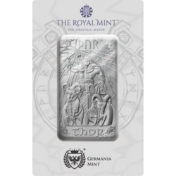 10 oz Thor srebrna sztabka Royal Mint w blistrze – inwestycyjna sztabka z czystego srebra 999,9 z wizerunkiem Thora