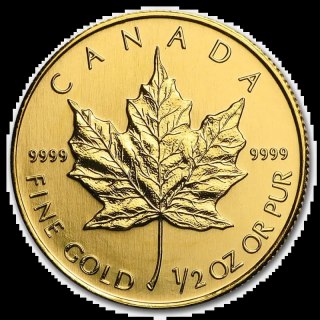 1/2 Uncji Liść Klonowy Złota Moneta | Mieszane Roczniki