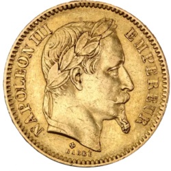 20 Franków Francja Napoleon III z koroną Złota Moneta | 1861 - 1870