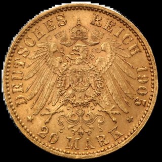 20 Mark König von Sachsen Friedrich August III Goldmünze | 1904-1918