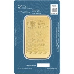 50g Britannia złota sztabka Royal Mint w blistrze – prestiżowa sztabka z czystego złota 999,9