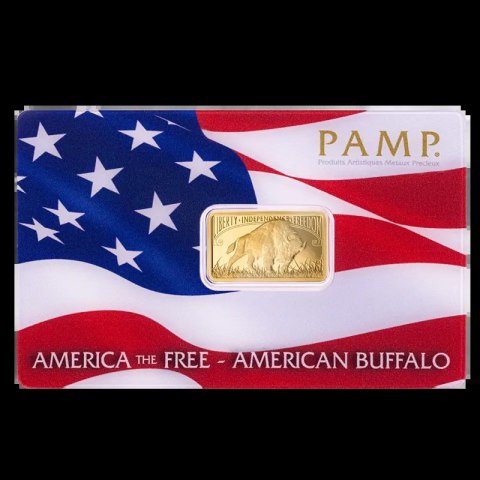 Złota sztabka 5g PAMP Fortuna i American Buffalo – limitowana edycja w opakowaniu CertiPack, złoto próby 999,9