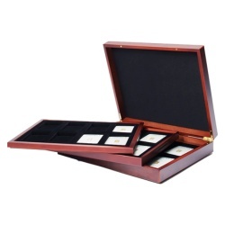 Volterra Trio pudełko na 24 sztabki złota w blistrach – mahoniowa kaseta kolekcjonerska