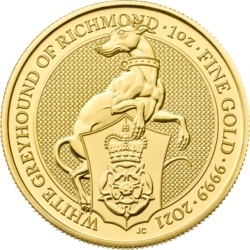 1 oz Queen's Beasts White Greyhound of Richmond Goldmünze | 2021