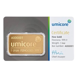 1 oz Goldbarren | Umicore
