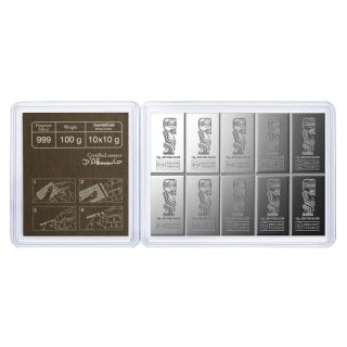 10 x 10 g CombiCoin Silber Münzbarren | Valcambi