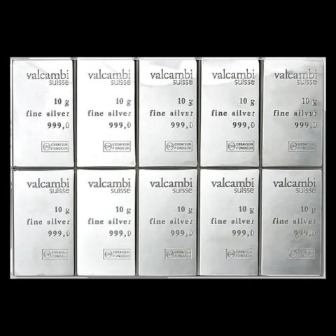 10 × 10g Silberbarren CombiBar | Valcambi | Beschädigte Verpackung