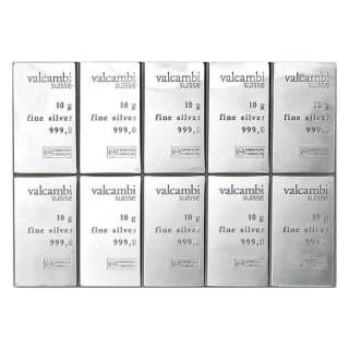 10 x 10 g Silberbarren | CombiBar® | Valcambi