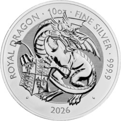10 oz Tudor Beasts Royal Dragon Silbermünze 2026