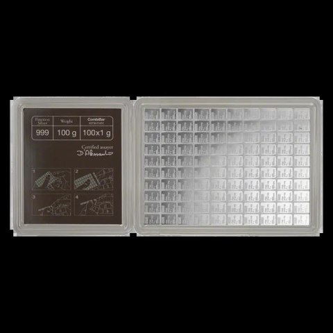 100 x 1 g Silberbarren CombiBar | Valcambi | Beschädigte Verpackung