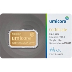 10 g Goldbarren Umicore