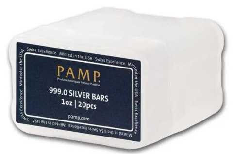 20 x 1 oz PAMP Silberbarren 999 in Schutztube