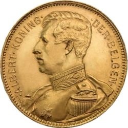 20 Francs Belgien Albert I Goldmünze 1909