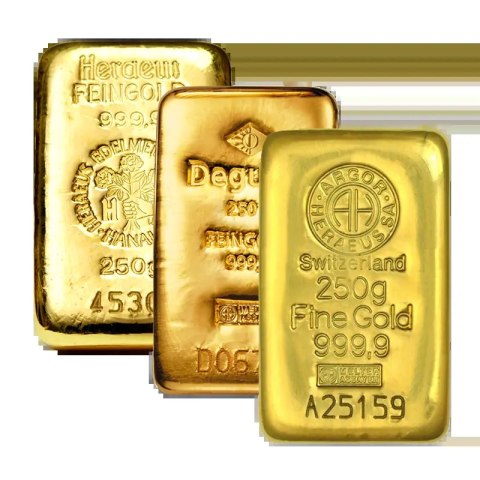 250g verschiedene Hersteller Goldbarren LBMA