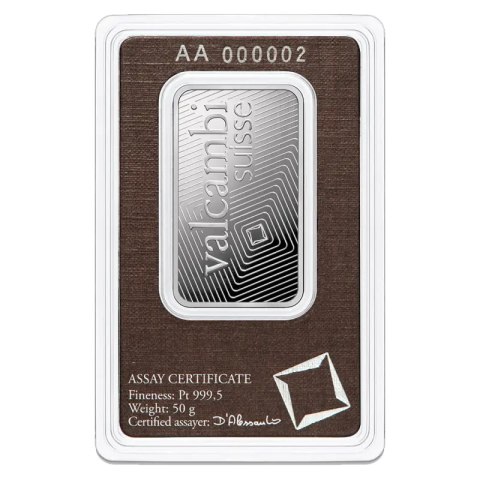 50 g Platinbarren Valcambi