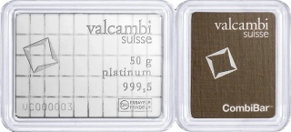 50×1g Platinbarren Valcambi CombiBar
