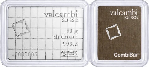 50×1g Platinbarren Valcambi CombiBar