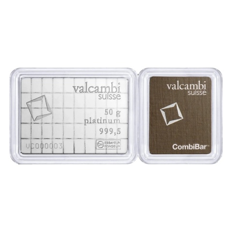 50×1g Platinbarren Valcambi CombiBar